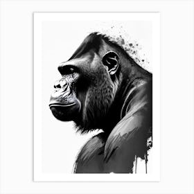 Side Profile Of A Gorilla Gorillas Graffiti Style 1 Art Print