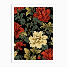 Daphne 3 William Morris Style Winter Florals Art Print