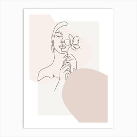 Woman Holding A Flower Art Print