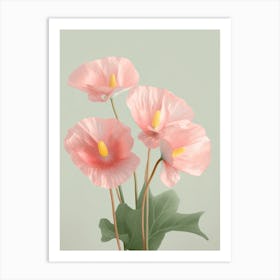 Anthurium Flowers Acrylic Pastel Colours 1 Art Print