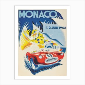 Monaco 1952 Grand Prix Vintage Poster Art Print