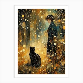 Gustav Klimt Woman And A Cat 1 Art Print