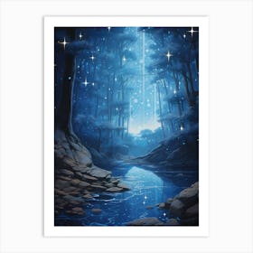 Starry Night In The Forest Art Print