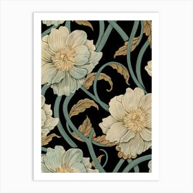 Flowers On A Black Background 23 Art Print