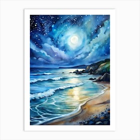 Night At The Beach Art Print