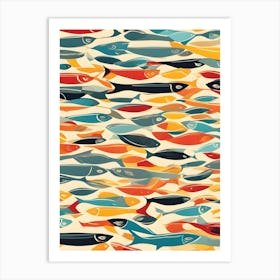 Sardines Swimming Abstract Minimalistic Art Print