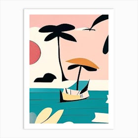 Moyo Island Indonesia Muted Pastel Tropical Destination Art Print