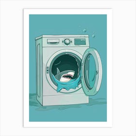 Shark In Washing Machine 2 Art Print