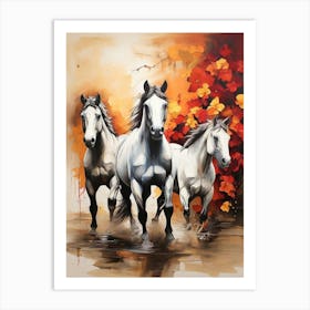 Horses In Autumn Art Print