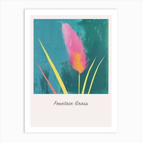 Fountain Grass Square Flower Illustration Poster Art Print
