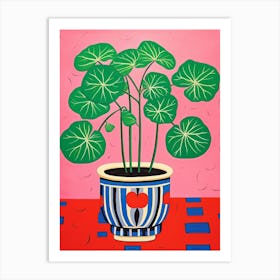 Pink And Red Plant Illustration Chinese Money Plant 2 Art Print