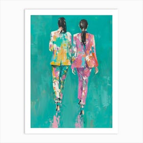 Two Women Walking 1 Art Print