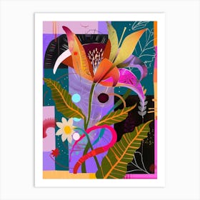 Moonflower 1 Neon Flower Collage Art Print