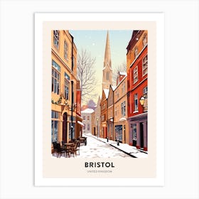 Vintage Winter Travel Poster Bristol United Kingdom 2 Art Print