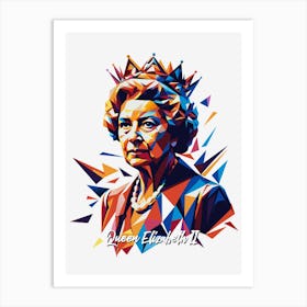 Queen Elizabeth II 02 Portrait WPAP Pop Art Art Print