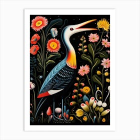 Folk Bird Illustration Cormorant 2 Art Print