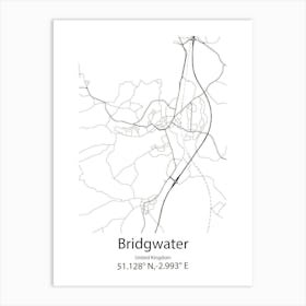 Bridgwater,United Kingdom Minimalist Map Art Print