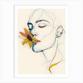 Portrait Of A Woman With A Flower Art Print