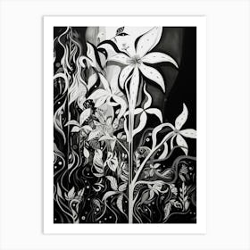 Growth Abstract Black And White 4 Art Print