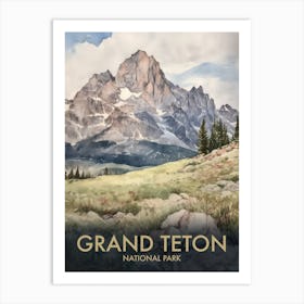 Teton National Park Vintage Travel Poster 1 Art Print