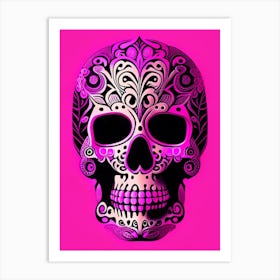 Skull With Intricate Henna Designs 4 Pink Pop Art Art Print
