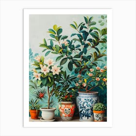 Chinese Potted Plants Art Print