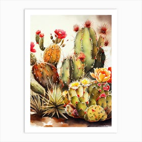 Watercolor Cactus Painting nature flora Art Print