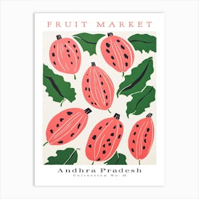 Papaya Fruit Poster Gift Andhra Pradesh Market Art Print