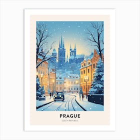 Winter Night  Travel Poster Prague Czech Republic 4 Art Print