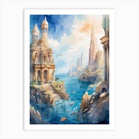 Watercolor Of A Fantasy City 1 Art Print