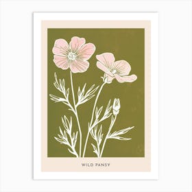 Pink & Green Wild Pansy 2 Flower Poster Art Print