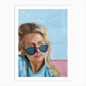 Portrait Of A Woman Wearing Sunglasses Art Print