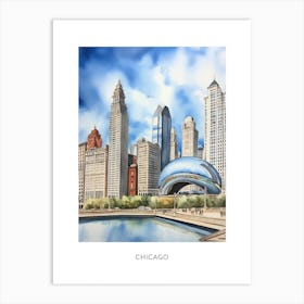 Chicago Watercolour Travel Poster 6 Art Print