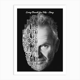 Every Breath You Take Sting The Police Text Art Art Print