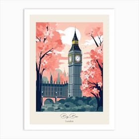 Big Ben, London   Cute Botanical Illustration Travel 5 Poster Art Print