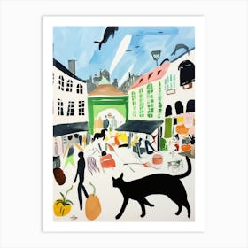 The Food Market In Copenhagen 3 Illustration Art Print