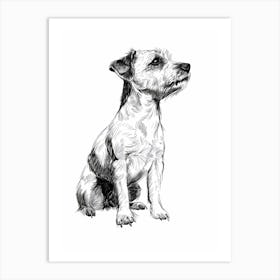 Parson Russell Terrier Dog Line Sketch  4 Art Print