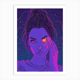 Girl With Glowing Eyes 1 Art Print