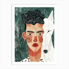 Wolf And Man 2 Art Print