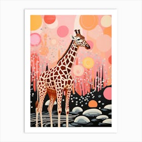 Giraffe In The River Art Print