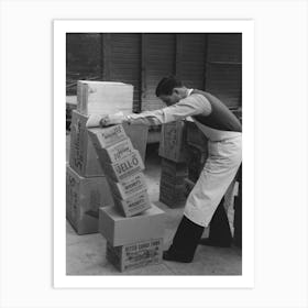 Checking Delivery Of Supplies From Wholesale Grocery Store, San Angelo, Texas By Russell Lee Art Print