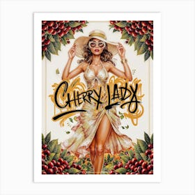 Woman with Cherries, Cherry Lady Art Print