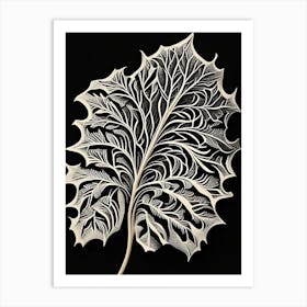 Peach Leaf Linocut 5 Art Print