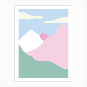 Pink And White Mountains Art Print