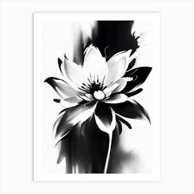 Flower Symbol 1 Black And White Painting Art Print