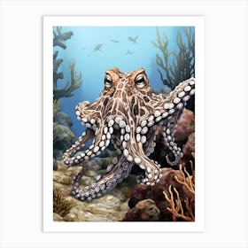 Mimic Octopus Oil Painting 1 Art Print