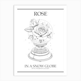 Rose In A Snow Globe Line Drawing 3 Poster Art Print