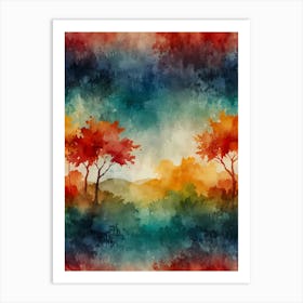 Watercolor Of Trees 6 Art Print