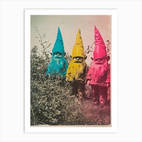 Retro Photo Of Gnomes In The Garden 1 Art Print