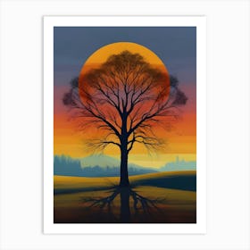 Tree At Sunset 1 Art Print